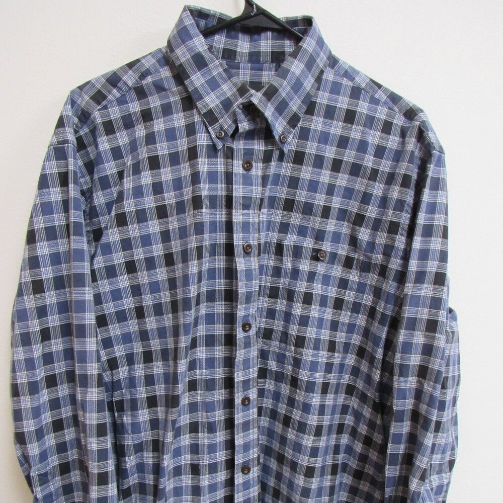 Orvis Blue Plaid Heavyweight Long Sleeve Button Down Shirt XL